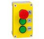 Control Stations - Emergency Stop Stations - 1DE.03.01AG - E-stop twist to release and 2 black push buttons for up/down, left/right, yellow cover, grey base.