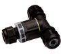 Weatherproof/Waterproof Connectors - TeeTube - THB.390.F3A.3 - TeeTube with innovative cable glands, 3 Pole Screw - end barrier contact 14mm to 17mm on one gland 7mm to 13.5mm on the other 2 glands, 4 mm max conducter size IP68 32A 450V 3 cable entries